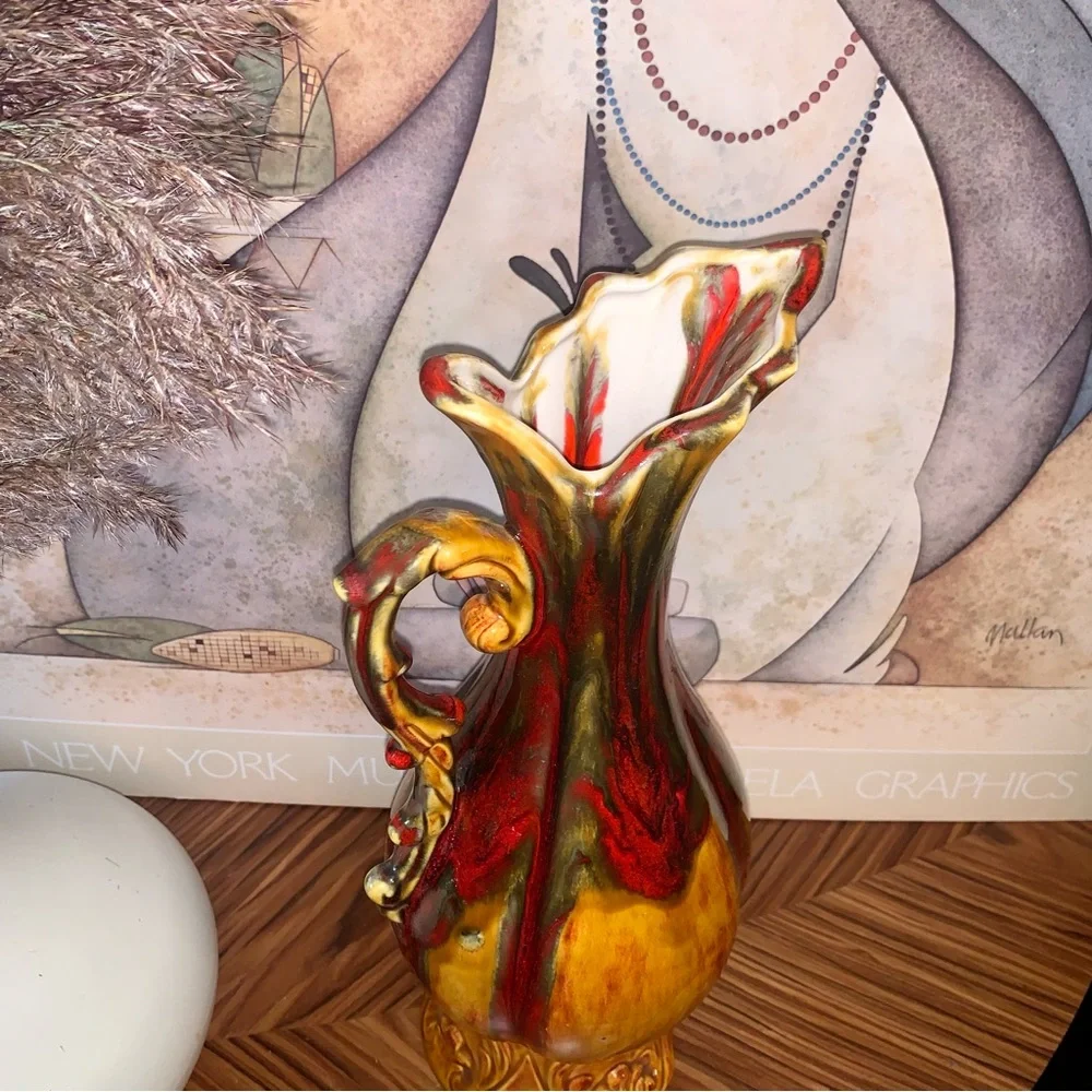 v i n t a g e :: Tall Midcentury Modern MCM Drip Vase Pottery Pitcher - Picture 12 of 15